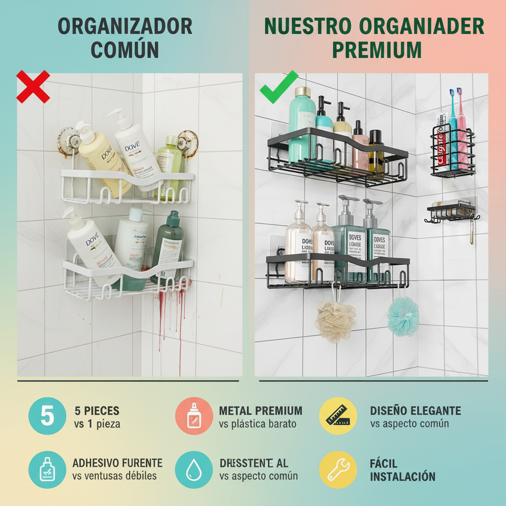 Organizador de Baño Adhesivo - Set 5 Piezas (Envío Gratis)