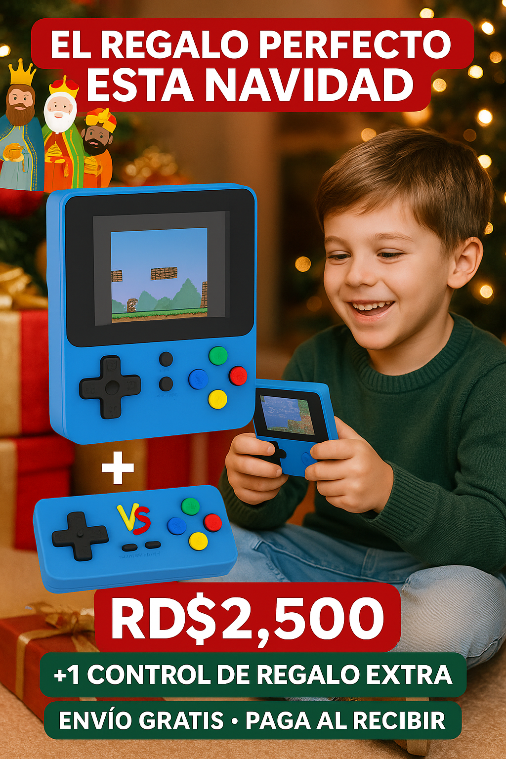 CONSOLA DE JUEGOS PORTÁTIL 500 JUEGOS EN 1 CON CONTROL ADICIONAL - GAMEBOX PLUS