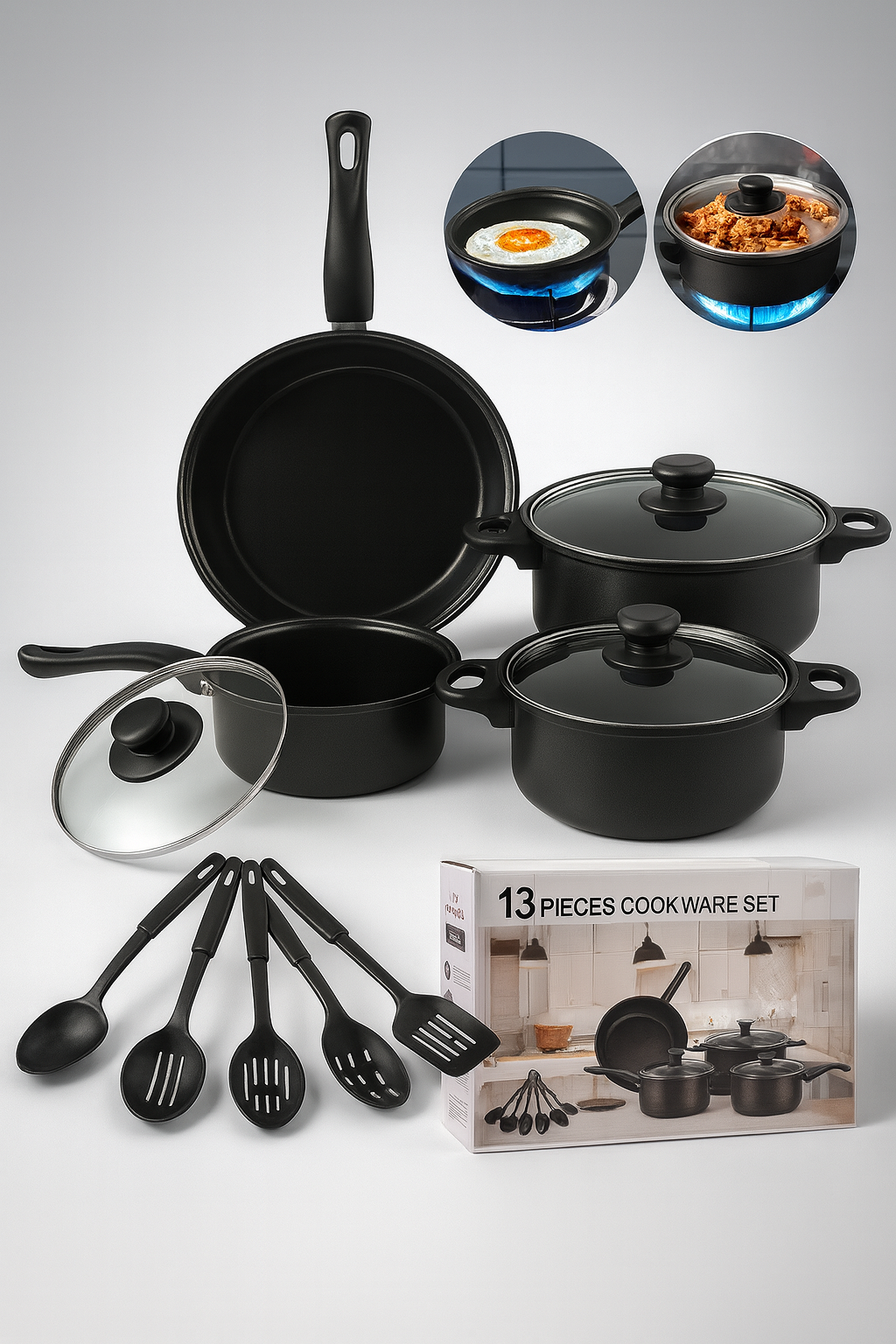 Set de Ollas y Sartenes 13 Piezas RoyalMark - Negro Elegante