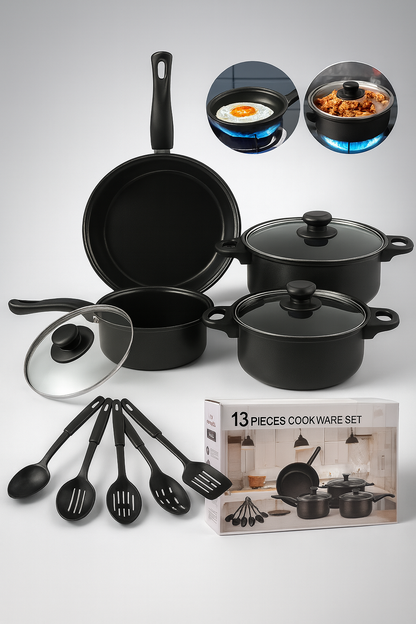 Set de Ollas y Sartenes 13 Piezas RoyalMark - Negro Elegante