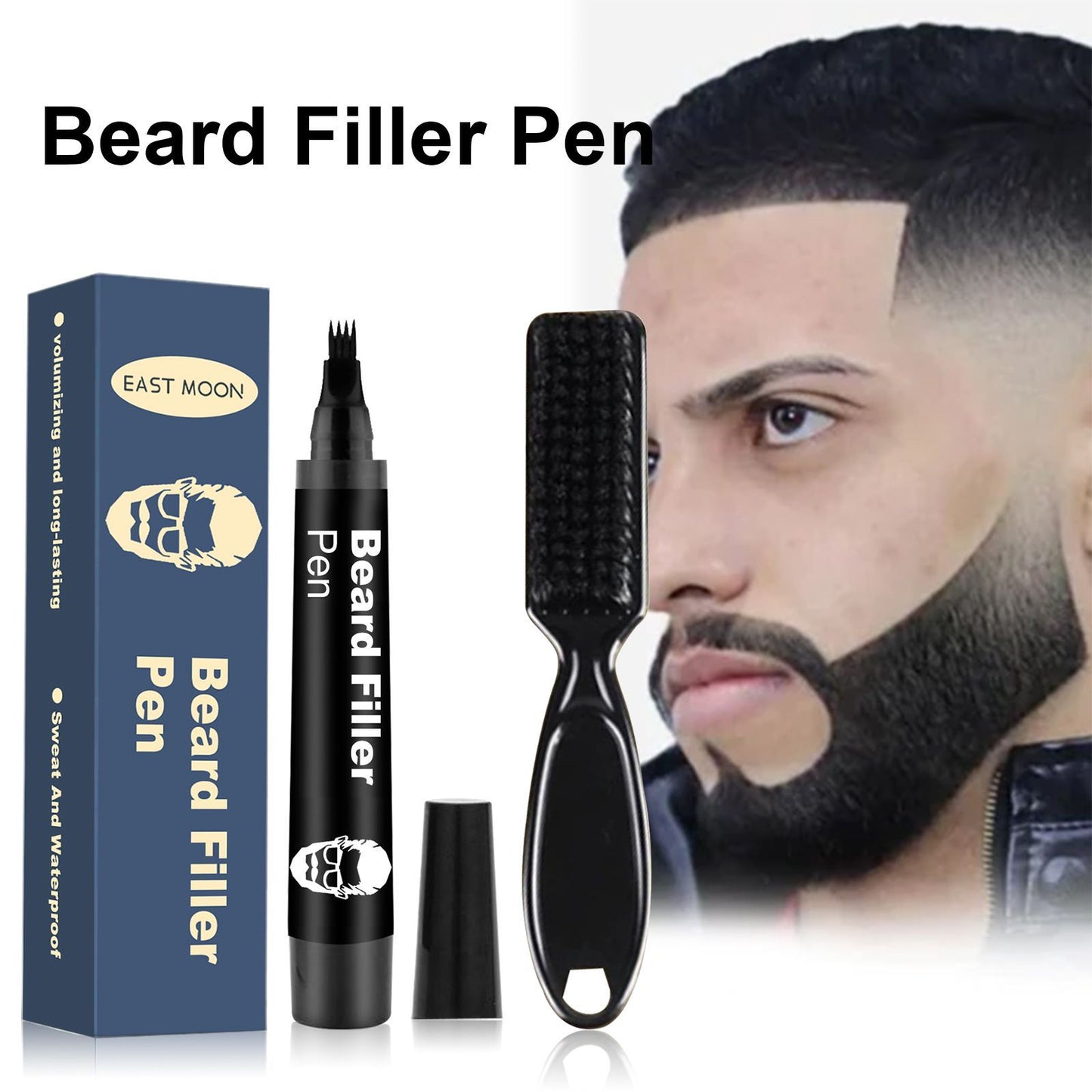 TINTA PARA BARBA FILLER PEN NEGRO - RELLENO PROFESIONAL RESISTENTE AL SUDOR