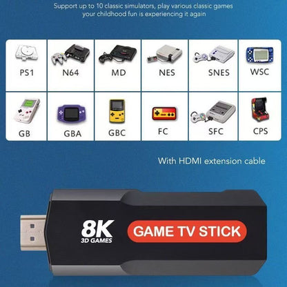 Game TV Stick 8K Pro - Consola Retro con Miles de Juegos + 2 Controles