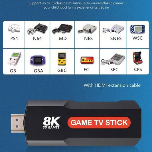 Game TV Stick 8K Pro - Consola Retro con Miles de Juegos + 2 Controles